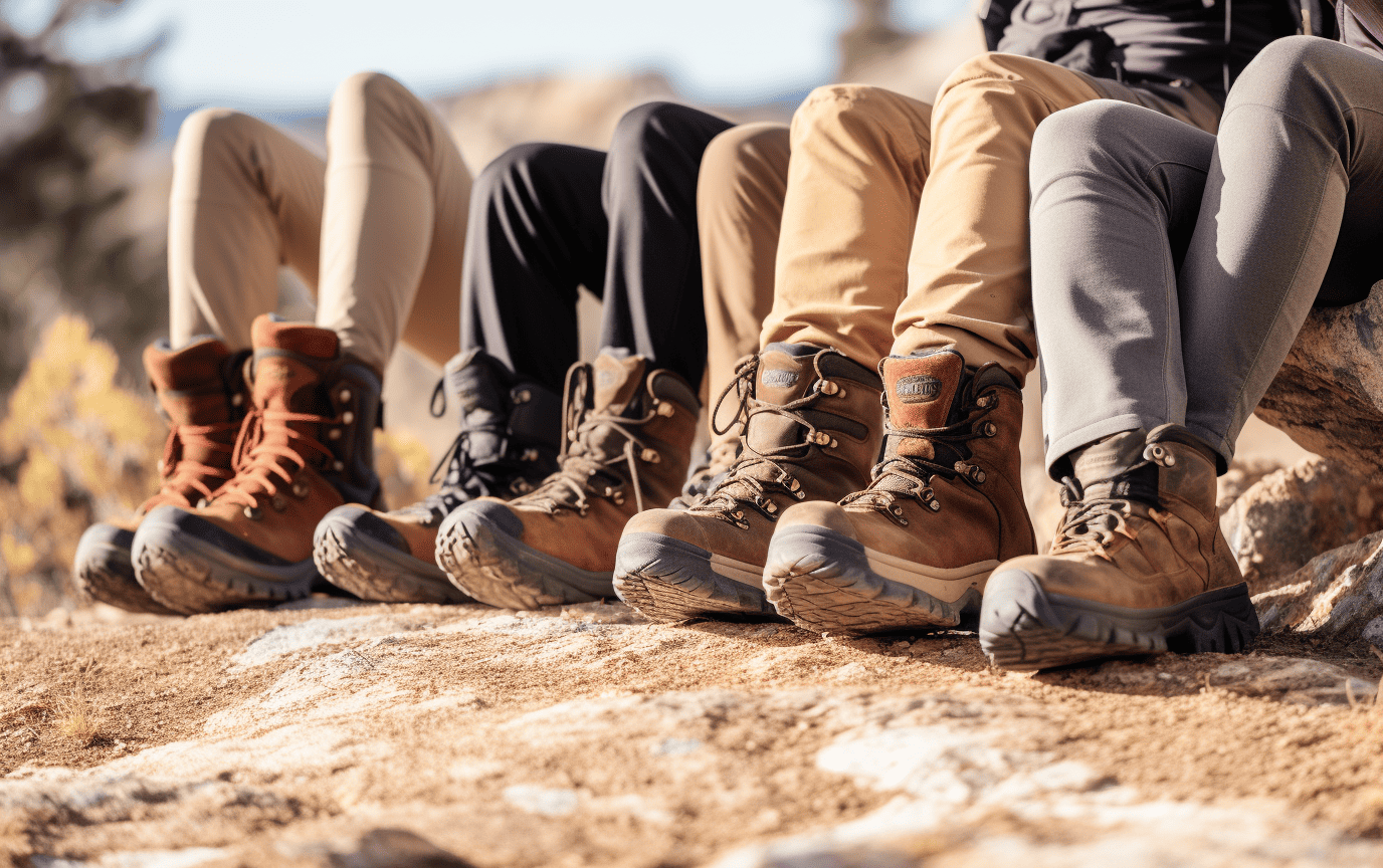 hikers all wearing hiking boots