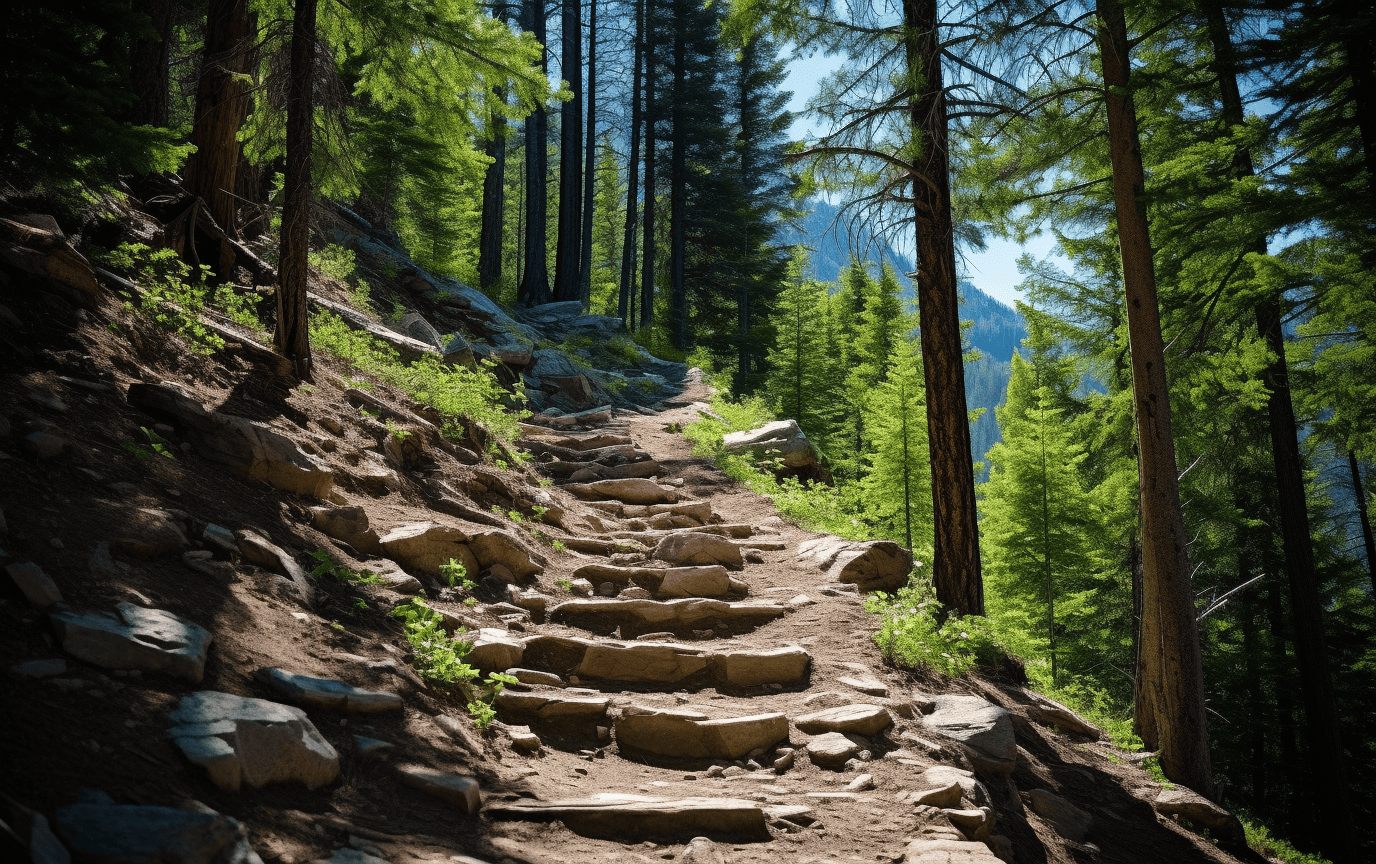 hiking trail that goes up in steep incline